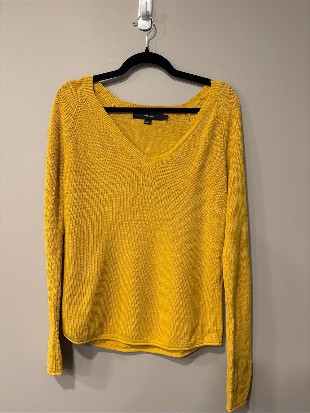 Vero Moda Yellow V-Neck Ribbed Sweater